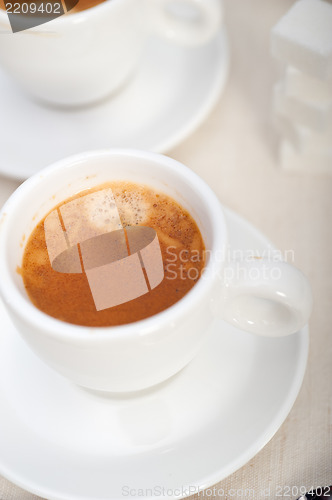 Image of Italian espresso coffee and sugar cubes