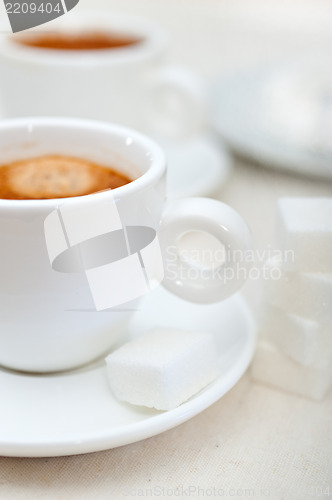 Image of Italian espresso coffee and sugar cubes