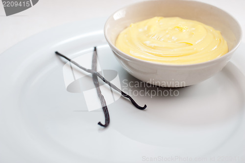 Image of vanilla custard pastry cream with seeds sticks