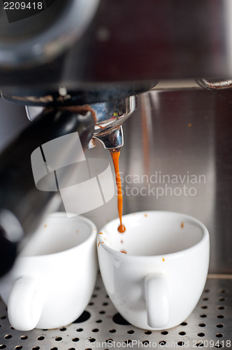 Image of espresso coffe making with professional machine