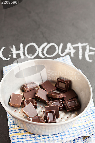 Image of Bowl of chocolate pieces