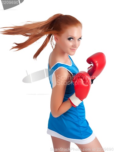 Image of Pretty girl with boxing gloves