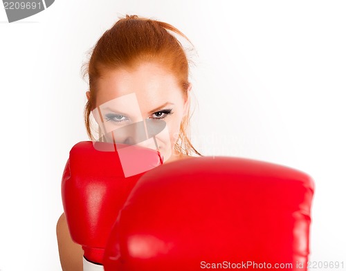 Image of Pretty girl with boxing gloves