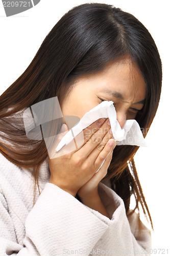 Image of sneeze asian woman