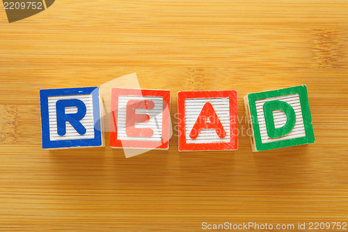 Image of Alphabet blocks with the word READ