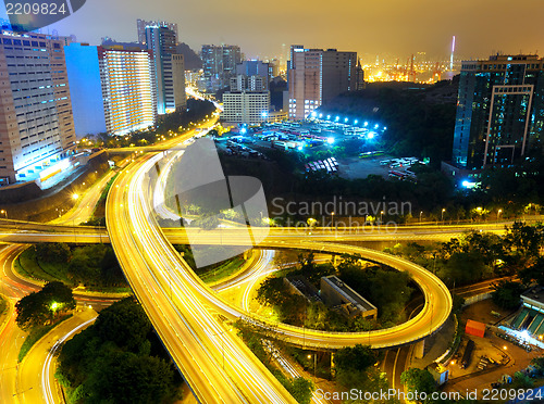 Image of Traffic Light Trail on Highway 