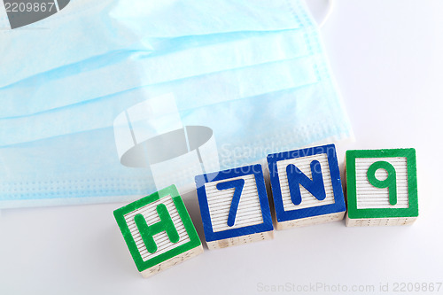 Image of H7N9 alphabet block with protective face mask