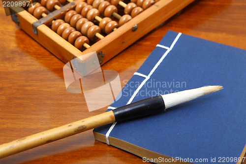 Image of chinese book and abacus