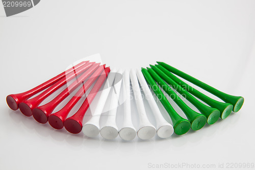 Image of The colorful wooden golf tees 