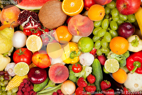 Image of Huge group of fresh vegetables and fruits