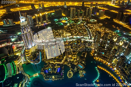 Image of Dubai downtown. East, United Arab Emirates architecture