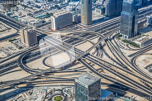 Image of Dubai downtown. East, United Arab Emirates architecture. Aerial 