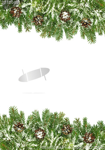 Image of Christmas framework with snow and cones