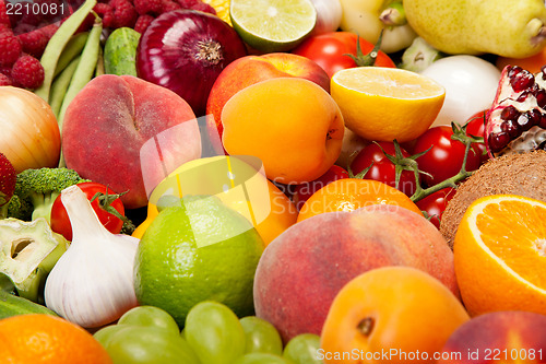 Image of Huge group of fresh vegetables and fruits