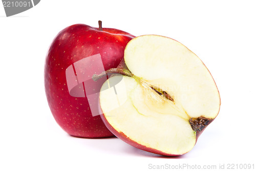 Image of Cross section of red apple, showing pips, and core