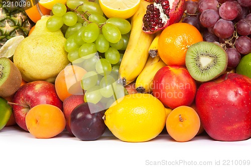 Image of Huge group of fresh fruits isolated on a white