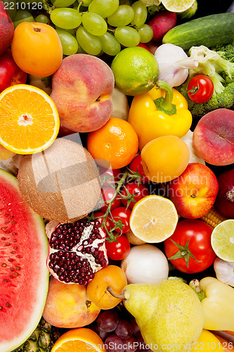 Image of Huge group of fresh vegetables and fruits