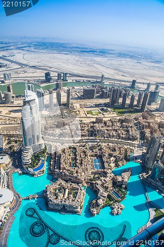 Image of Dubai downtown. East, United Arab Emirates architecture