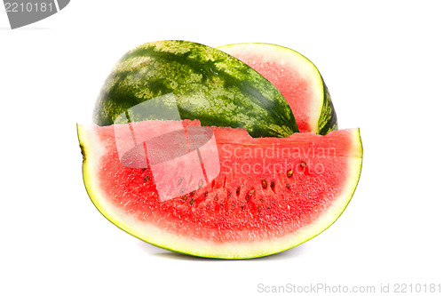 Image of Fresh, ripe, juicy watermelon. Shot on White