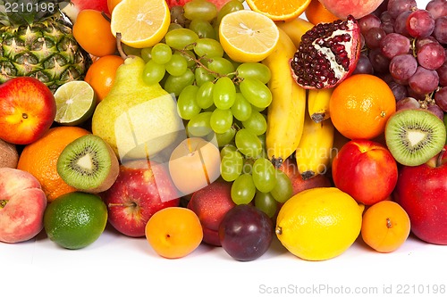 Image of Huge group of fresh fruits isolated on a white