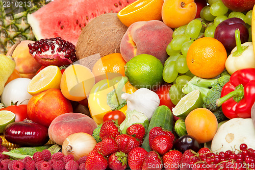 Image of Huge group of fresh vegetables and fruits