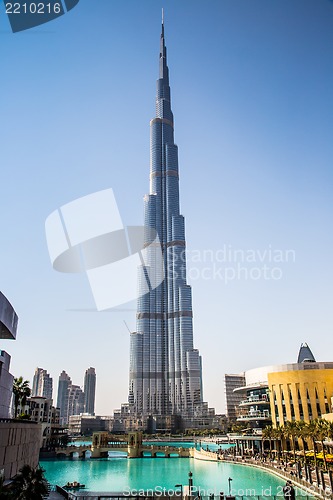 Image of View on Burj Khalifa, Dubai, UAE, at night