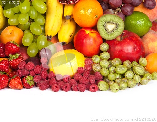 Image of Huge group of fresh fruits isolated on a white background.