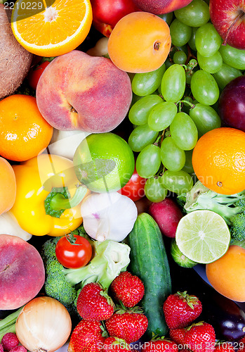 Image of Huge group of fresh vegetables and fruits