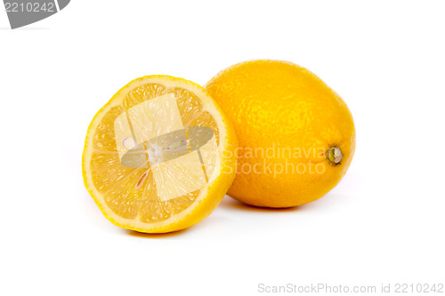 Image of Fresh lemons on white background