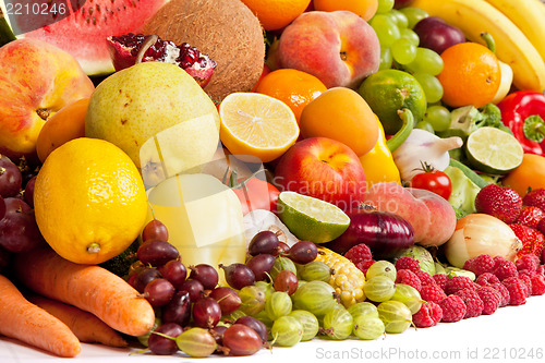 Image of Huge group of fresh vegetables and fruits