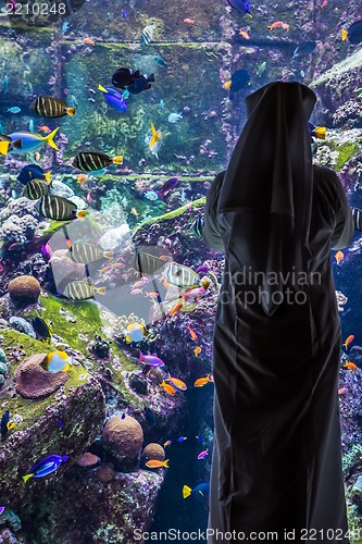 Image of Huge aquarium in a hotel Atlantis in Dubai on the Palm islands