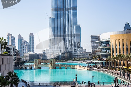 Image of View on Burj Khalifa, Dubai, UAE, at night