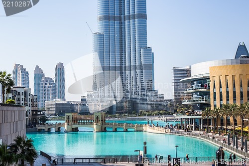 Image of View on Burj Khalifa, Dubai, UAE, at night