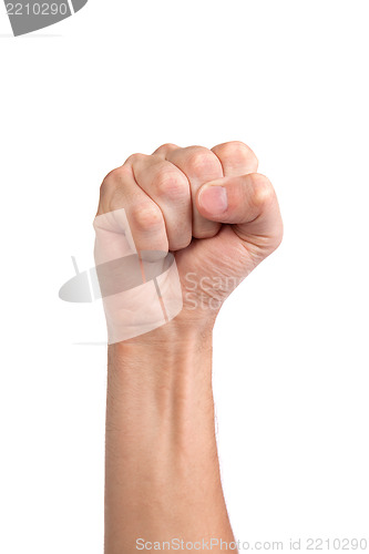 Image of Males hand with a clenched fist isolated
