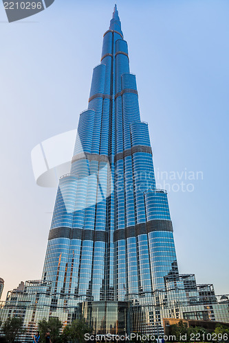 Image of View on Burj Khalifa, Dubai, UAE, at night