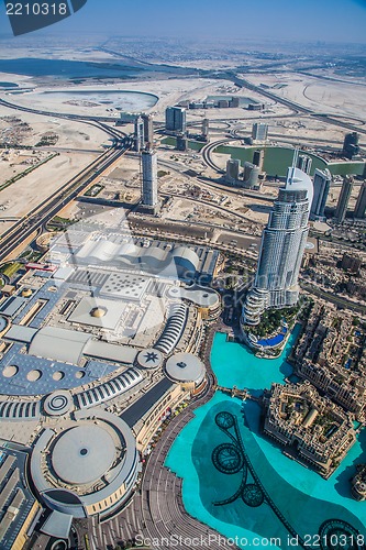 Image of Dubai downtown. East, United Arab Emirates architecture. Aerial 