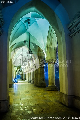 Image of Poland, Krakow. Market Square at night.