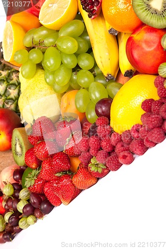 Image of Huge group of fresh fruits isolated on a white background.