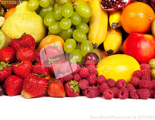 Image of Huge group of fresh fruits isolated on a white background.