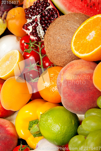 Image of Huge group of fresh vegetables and fruits