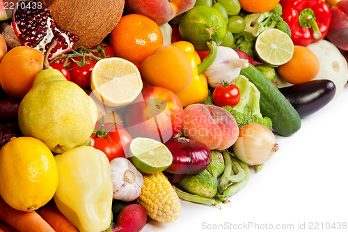 Image of Huge group of fresh vegetables and fruits