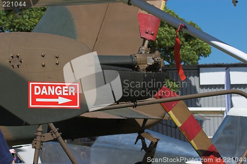 Image of danger sign on helicopter