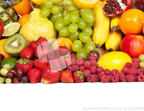 Image of Huge group of fresh fruits isolated on a white background.