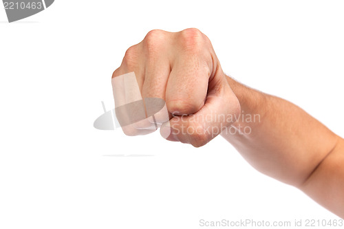 Image of Males hand with a clenched fist isolated