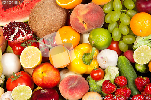 Image of Huge group of fresh vegetables and fruits