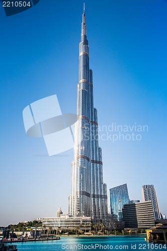 Image of View on Burj Khalifa, Dubai, UAE, at night