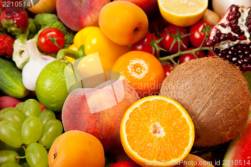 Image of Huge group of fresh vegetables and fruits