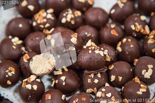 Image of Many different chocolate candy closeup