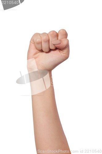 Image of Female hand with a clenched fist isolated