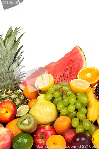 Image of Huge group of fresh fruits isolated on a white